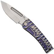 Medford Marauder-H S35VN, Tumbled Drop Point Blade, Violet Lightning Handle, Satin Hardware pocket knife