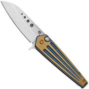 Medford Nosferatu Flipper S45VN Tumbled, Blue, Faced Bronze Flats Handles, pocket knife