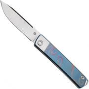 Medford Gentleman Jack S45VN Tumbled Droppoint Blade, Silver Bolsters, Blue Filigree Handles, couteau de poche slipjoint