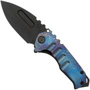 Medford Genesis T, S45VN PVD Drop Point Blade, Faced Flamed Galaxy Handle, Black Hardware navaja