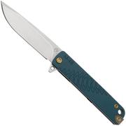 Medford M-48, S45VN Tumbled Droppoint, Blue Handle, Tumbled Spring, Bronze Hardware, couteau de poche