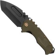 Medford Preatorian Scout M/P, D2 Black PVD Tanto, OD Green G10, Bronze Hardware, couteau de poche