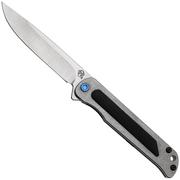 Medford T-Bone 23-TB-05 S45VN Tumbled Droppoint Blade, Tumbled Black G10 Inlay Handle, Blue Clip, navaja