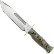 Medford USMC Fighter 23-UF-02, S35VN Tumbled Blade, Multi-Layered G10, survival knife with leather sheath