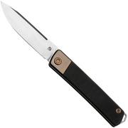 Medford Gentleman Jack 24-GJ-02, Tumbled S45VN Droppoint Blade, Black Handle, Bronze Bolster, couteau de poche slipjoint