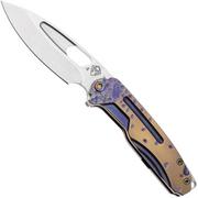 Medford Infraction S45VN Tumbled Blade, Brushed Bronze Flats Violet Falling Leaf, pocket knife