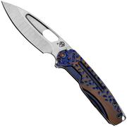 Medford Infraction S45VN Satin Blade, Brushed Bronze Flats Violet Falling Leaf, navalha