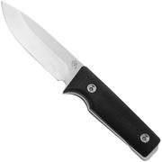 Medford Pro The San 24-TS-01, CPM 3V Tumbled Blade, Black G10 Handles, Leather Sheath, survival knife