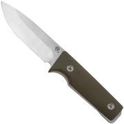 Medford Pro The San 24-TS-03, CPM 3V Tumbled Blade, OD Green G10 Handles, Leather Sheath, survivalmes