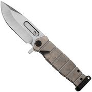 Medford USMC Fighter Flipper Tumbled S45VN Blade, Tumbled Handles, Black Pommel, Black Hardware, coltello da tasca