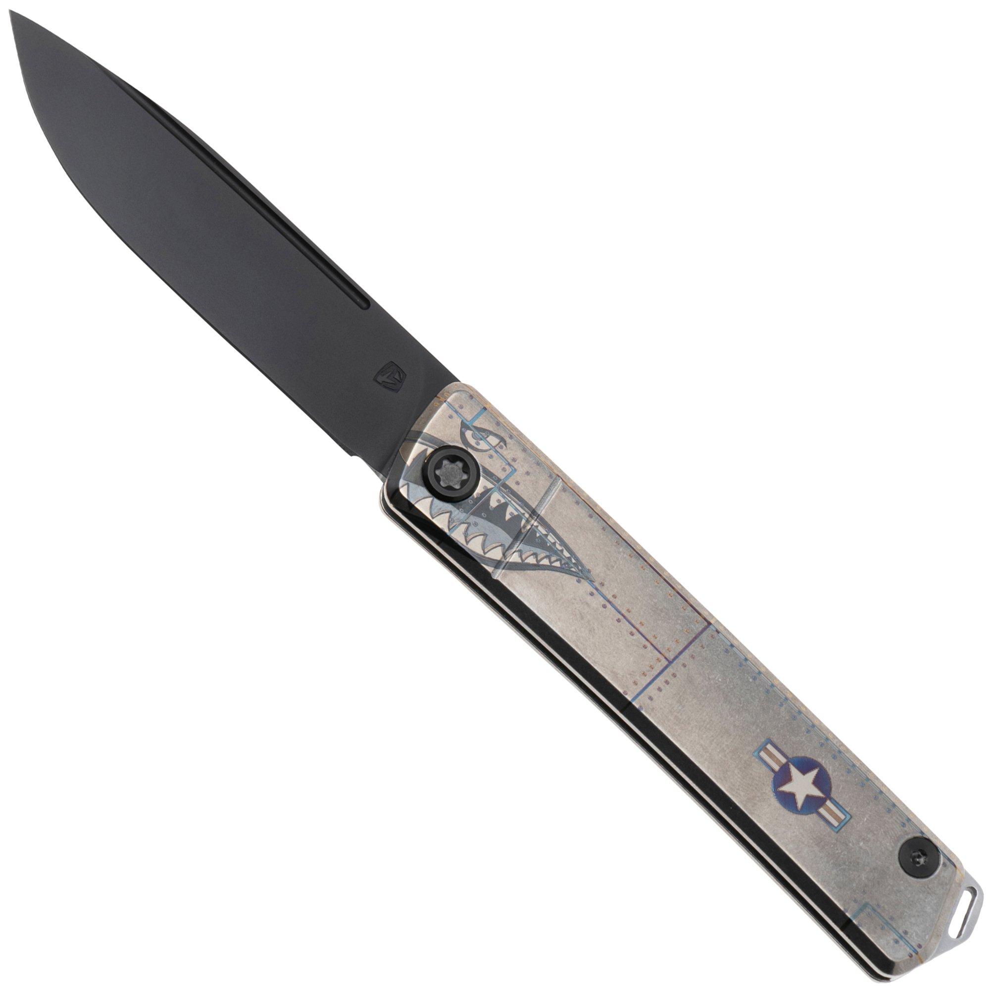 Medford Gentleman Jack 2, 25-GJ-03, S45VN DLC Droppoint Blade, Tumbled Warthog Handle, Black Hardware, gentleman's knife