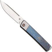 Medford Gentleman Jack 2, S45VN Tumbled Droppoint Blade, Dark Blue Galaxy Titanium Handle, Flamed Silver Hardware, herenmes