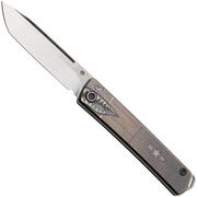 Medford Gentleman Jack 2, S45VN Tumbled Tanto Blade, Tumbled Warthog Star-N-Bar Rivets Titanium Handle, Black and Bronze Hardware, herenmes