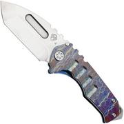 Medford Praetorian Genesis T 25-GNT-02 S45VN Tumbled Tanto Blade, Brushed and Acid Etched Flamed Handle, Blue Spring, Std Hardware and Clip, navaja