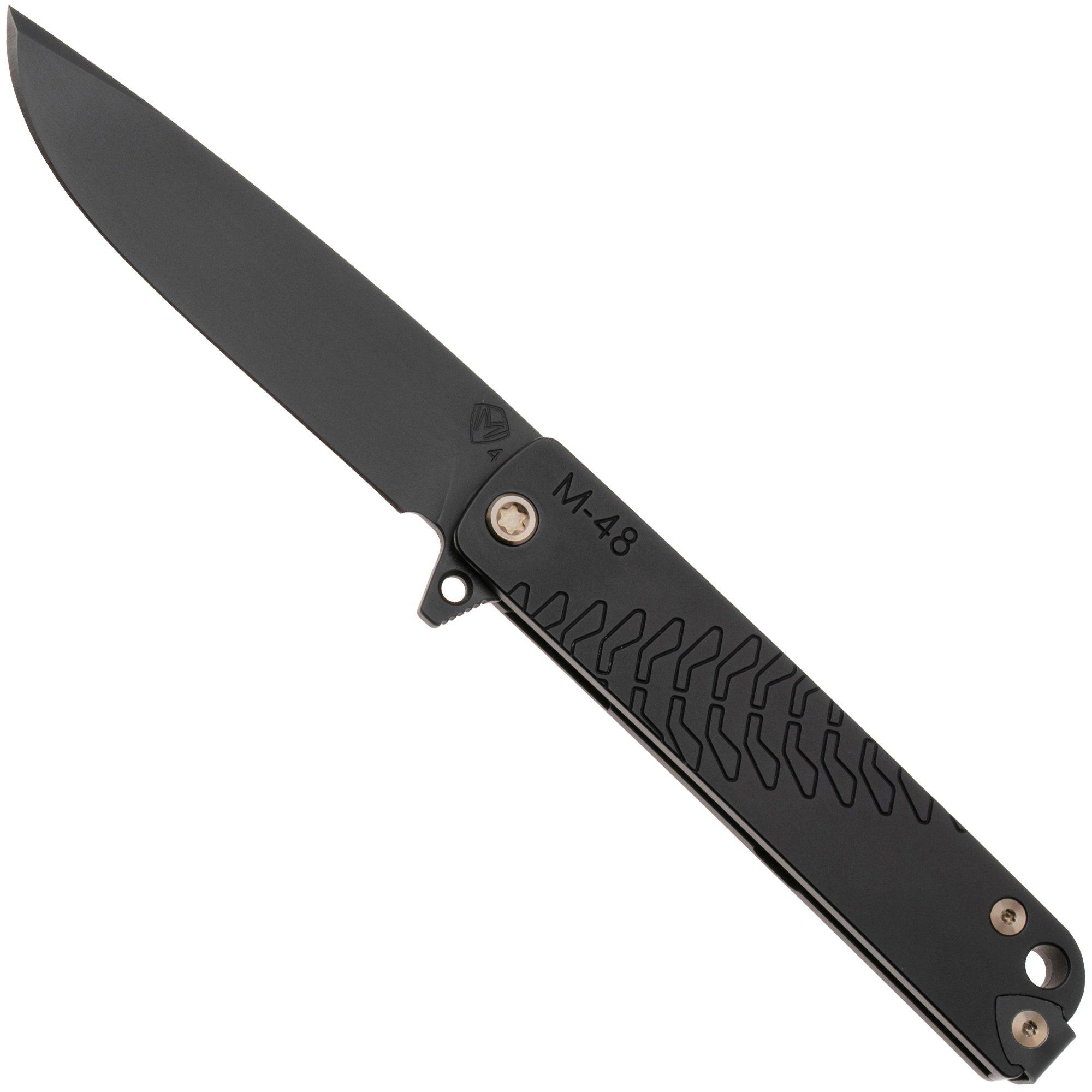 Medford M-48, 25-M48-03, S45VN DLC Blade, Black Aluminum Handle, Bronze Hardware pocket knife