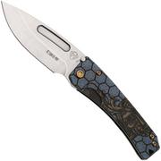 Medford Slim Midi Marauder 25-SM-04, Tumbled S45VN Droppoint, Blue/Bronze Titanium Samurai Armor Handle, Bronze Hardware zakmes