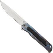 Medford T-Bone 25-TB-01, Tumbled S45VN Droppoint, Acid Etched Flamed Titanium Handle, Black G10 Inlay, Black/Silver Hardware zakmes