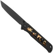 Medford T-Bone 25-TB-02, DLC S45VN Tanto, DLC Titanium Handle, Tortoise Shell Inlay, Black Hardware zakmes 