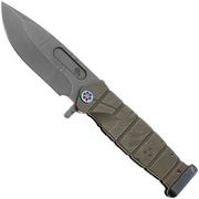 Medford USMC Fighter Flipper 25-UFF-03 S45VN Fallout Blade, Fallout Handles, Flamed Hardware and Clip and Pommel, pocket knife