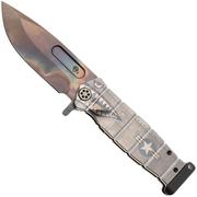 Medford USMC Fighter Flipper 25-UFF-05, Vulcan S45VN, Tumbled Warthog Star-N-Bars Rivets Handle, Black/Bronze Hardware, zakmes
