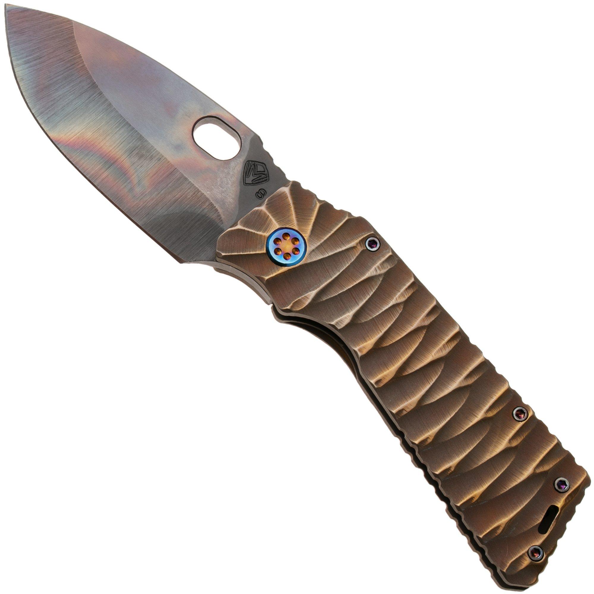 Medford Fat Daddy S35VN Vulcan Blade, Bead Blasted and Brushed Bronze Peaks Predator Titanium Handle, Flamed Hardware, couteau de poche