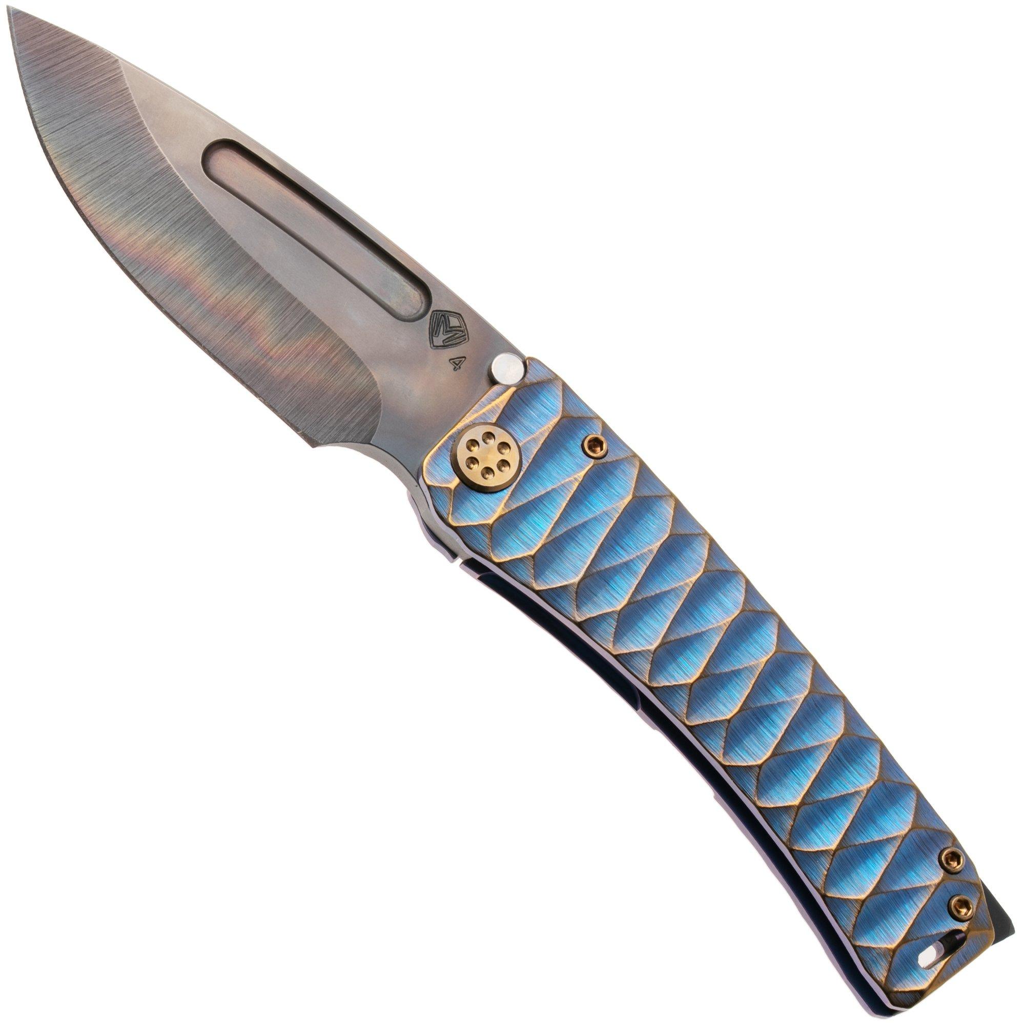 Medford Marauder 26-MA-02 Vulcan S45VN Droppoint Blade, Aqua Bronze "Diamondhead" Titanium Handles, zakmes