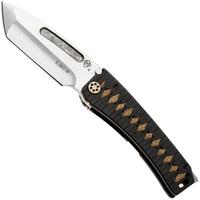 Afbeelding voor Medford Marauder Polished Tumbled S45VN Dragon Tanto Blade, Black Bronze Tsunami Maki Wrap Handle, Black Bronze Hardware Bronze Dragon Clip, zakmes