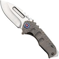Afbeelding voor Medford Micro T, Tumbled S35VN Drop Point Blade, OS Tum Falling Leaf Titanium Handle, Flamed Hardware, zakmes