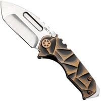 Afbeelding voor Medford Micro T, Tumbled S35VN Tanto Blade, Black Bronze Stained Glass Titanium Handle, Bronze Hardware and Clip, zakmes