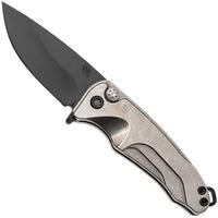Afbeelding voor Medford Smooth Criminal Ti 26-SC-02, DLC S35VN, Tumbled Grey TItanium, Black Hardware zakmes