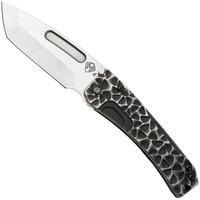 Afbeelding voor Medford Slim Midi Marauder 26-SM-02, Tumbled S45VN Tanto, Black Silver Brushed P&V Titanium Handle, Black Hardware zakmes
