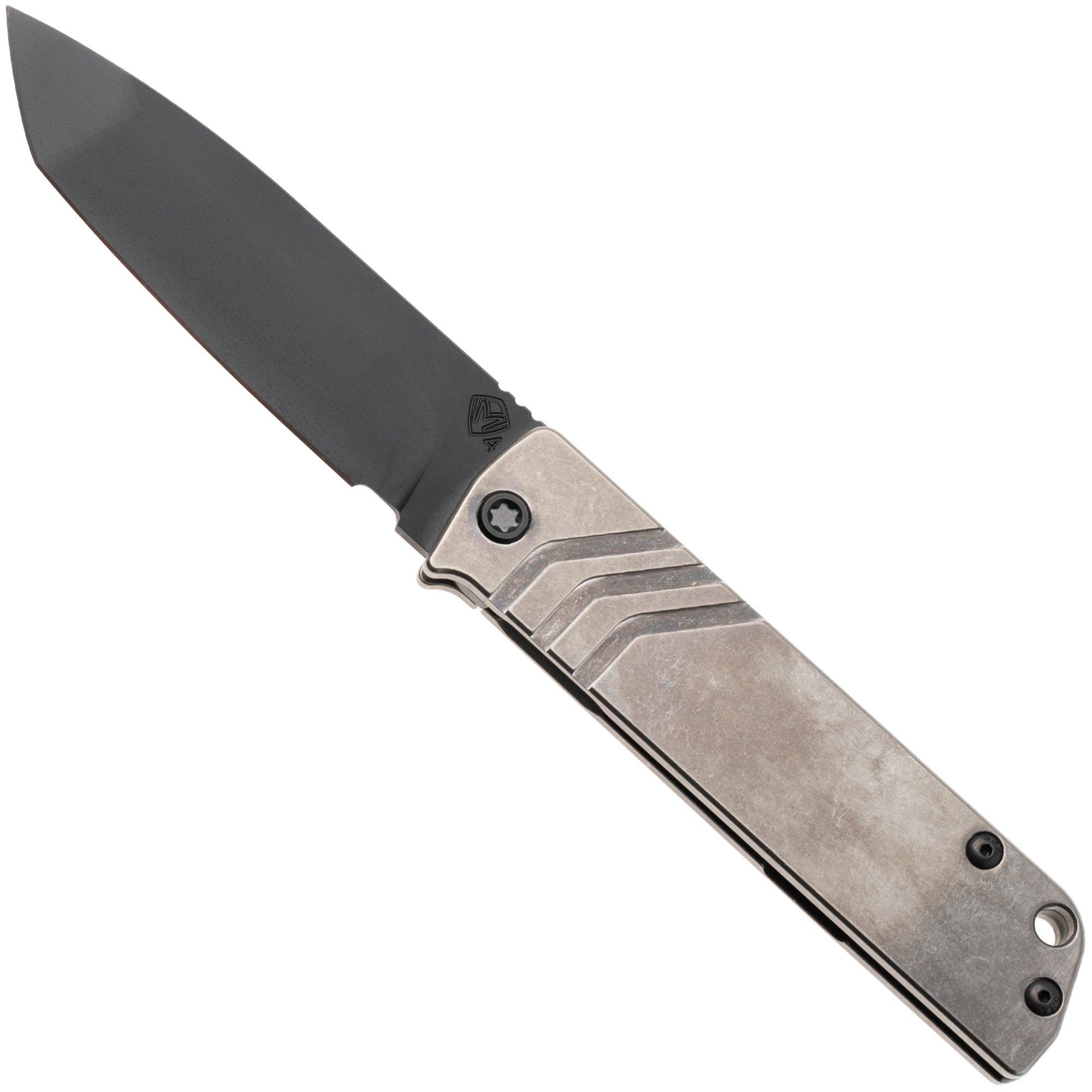 Medford The Antik 26-TA-03, DLC S45VN Tanto Blade, Tumbled Titanium Handles, Black DLC Hardware, zakmes