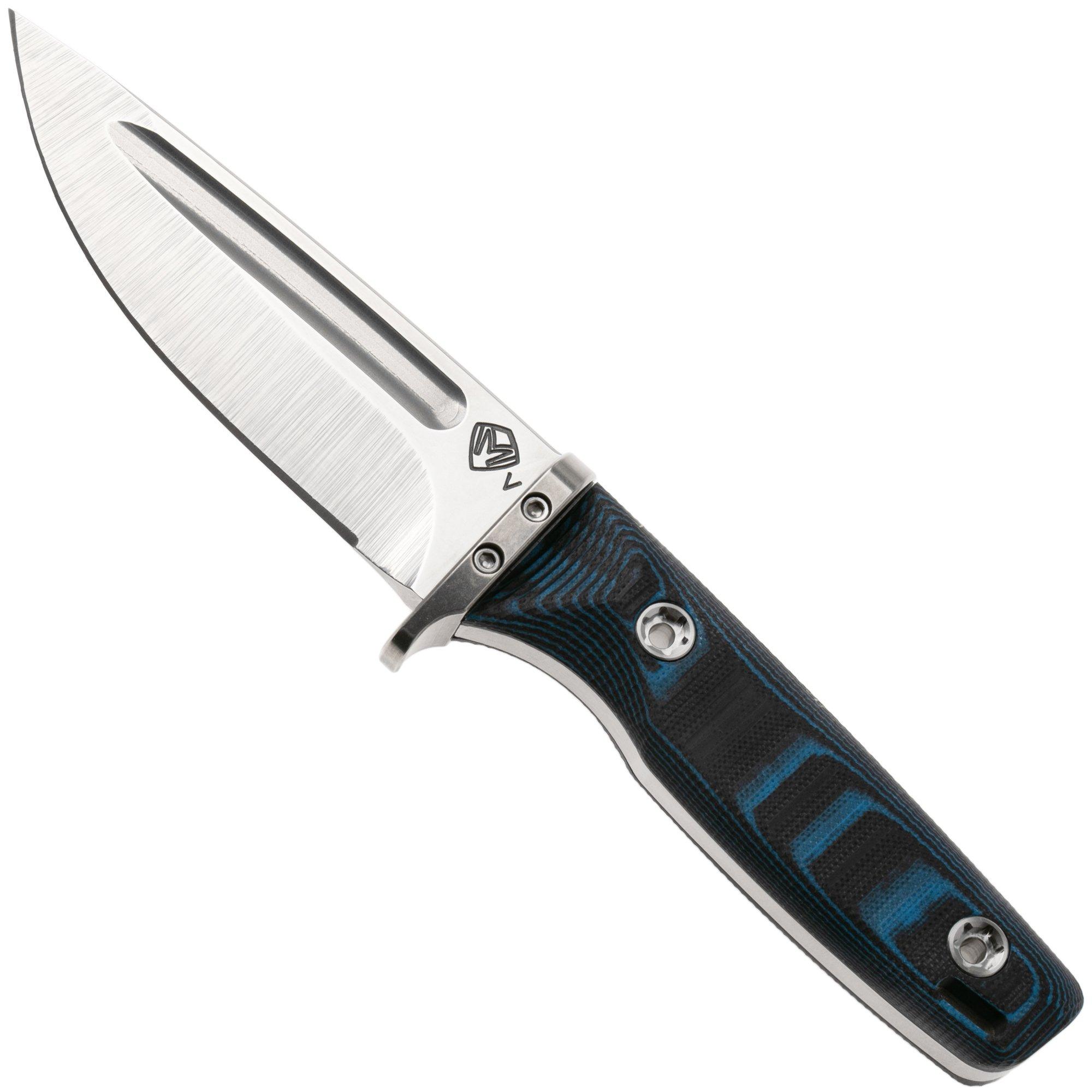 Medford The Deep 26-TD-01, 20CV Tumbled Blade, Black/Blue G10 Tauchmesser