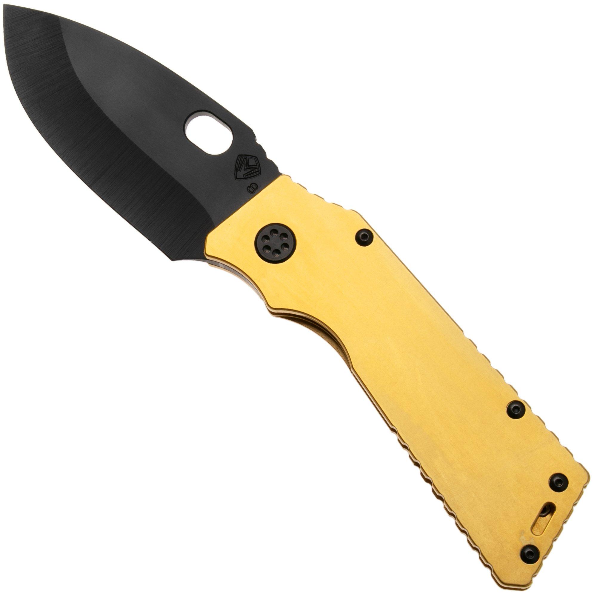 Medford TFF-1 DLC CPM S35VN Blade, Gold Nitride Titanium Handles, Black Hardware, DLC Clip, zakmes