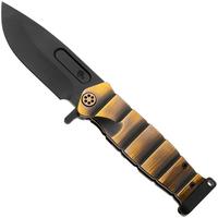 Afbeelding voor Medford USMC Fighter Flipper 26-UFF-04 Black DLC S35VN Blade, Black Bronze "Armadillo" Titanium Handles and Hardware, Black DLC Pommel, zakmes