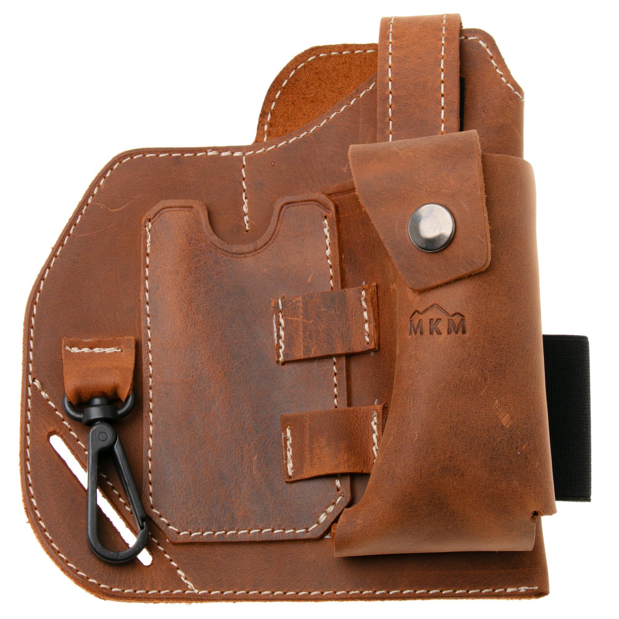 MKM EDC Belt Organizer Sheath MK BOLS-1N Natural Brown Leather, Gürteletui