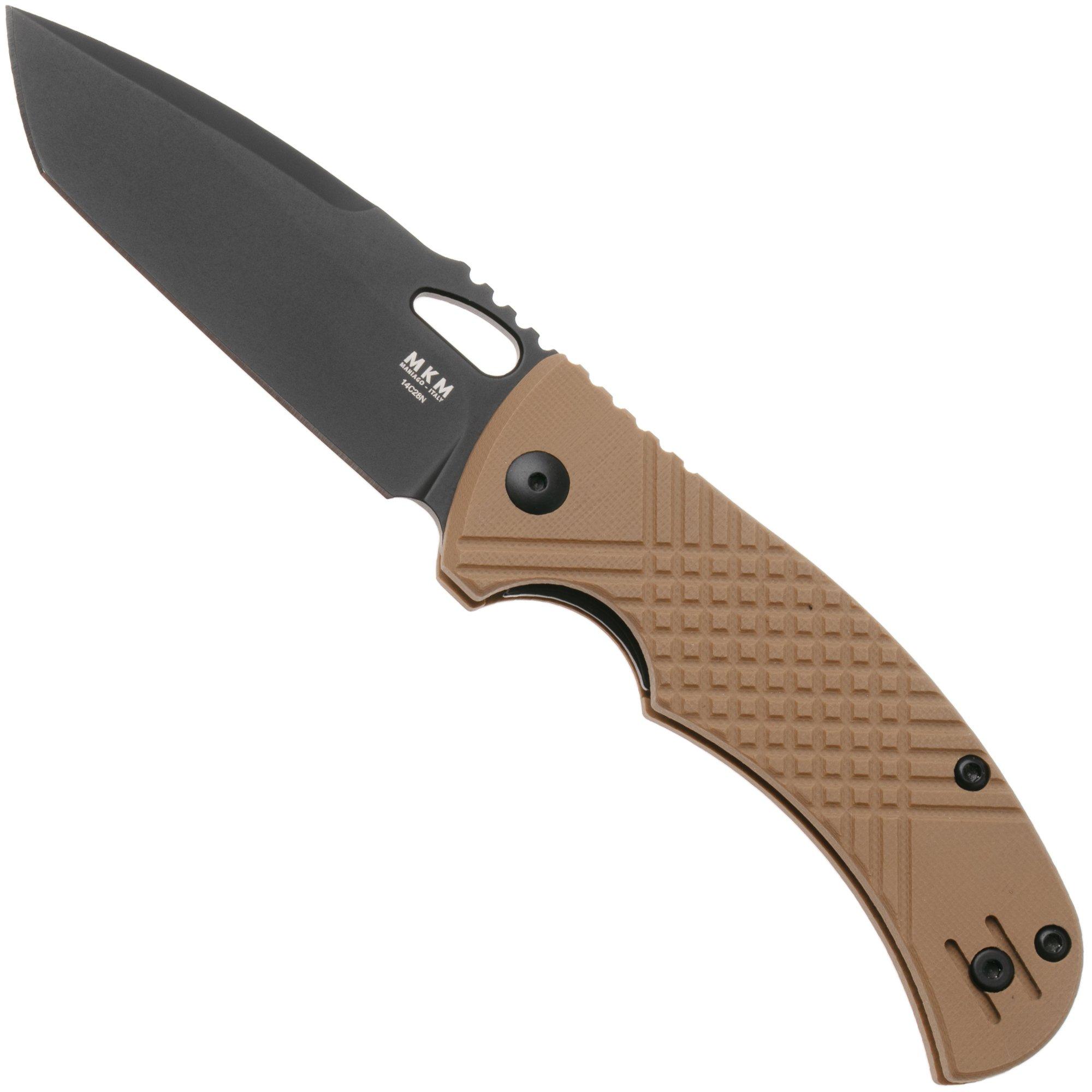 MKM Ciras MK CR-GCTB Black 14C28N, Coyote Tan G10, zakmes, Les George design