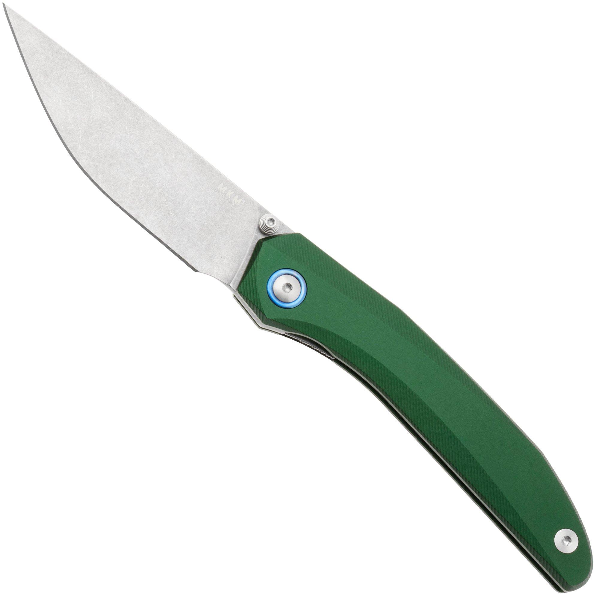 MKM Detonario DT-AG Stonewashed Böhler M390, Green Aluminium, pocket knife, TNT Knives design