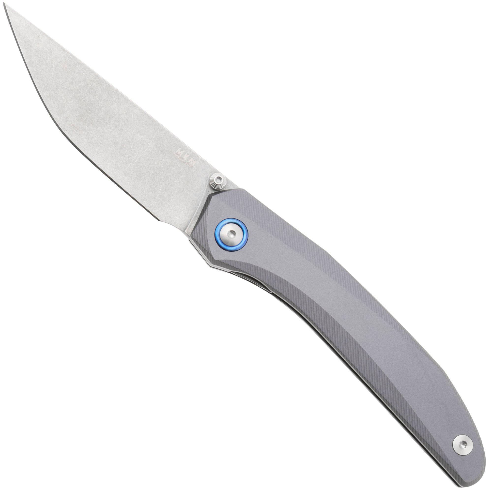 MKM Detonario DT-AT Stonewashed Böhler M390, Titanium Finish Aluminium, pocket knife, TNT Knives design