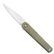 MKM Flame Light FL01L-GC drop blade, green micarta, pocket knife