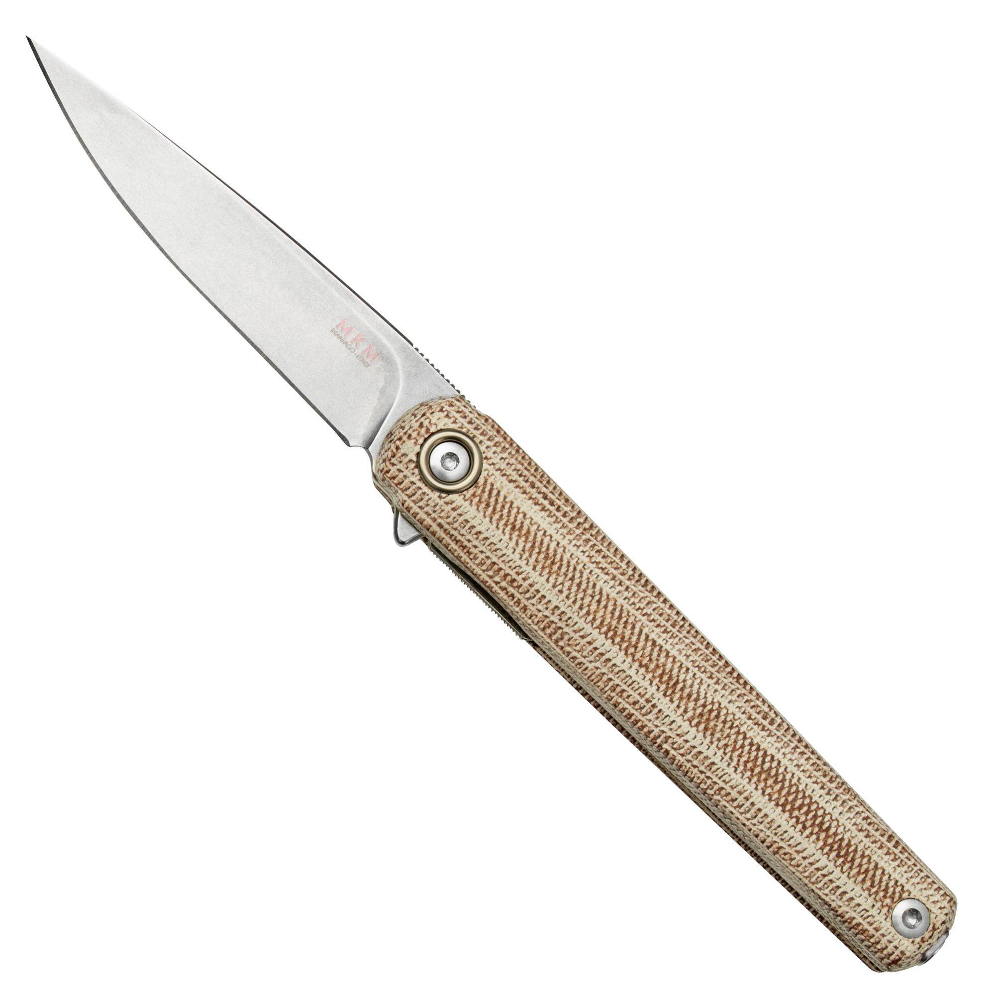 MKM Flame Light FL01L-NC drop blade, Natural Micarta Taschenmesser