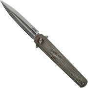 MKM Flame Dagger FL02-GCT Green Canvas Micarta coltello da tasca, Michael Zieba design