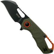 MKM Isonzo FX03-1PGO Hawkbill OD Green FRN, Black Blade pocket knife, Jesper Voxnaes design