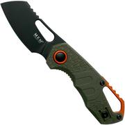 MKM Isonzo FX03-2PGO Cleaver OD Green FRN, Black Blade pocket knife, Jesper Voxnaes design