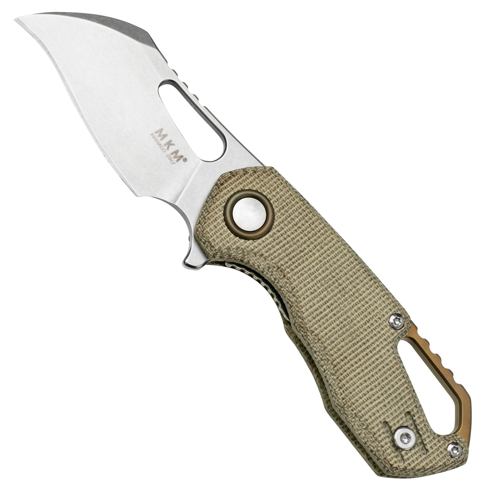 MKM Isonzo FX03M-1GC Hawkbill M390, Green Canvas Micarta pocket knife,  Jesper Voxnaes design | Advantageously shopping at Knivesandtools.com