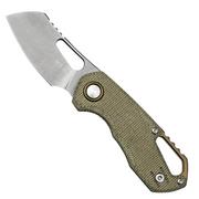 MKM Isonzo FX03M-2GC Cleaver M390, Green Canvas Micarta couteau de poche, Jesper Voxnaes design