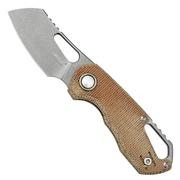 MKM Isonzo FX03M-2NC Cleaver M390, Natural Canvas Micarta coltello da tasca, Jesper Voxnaes design