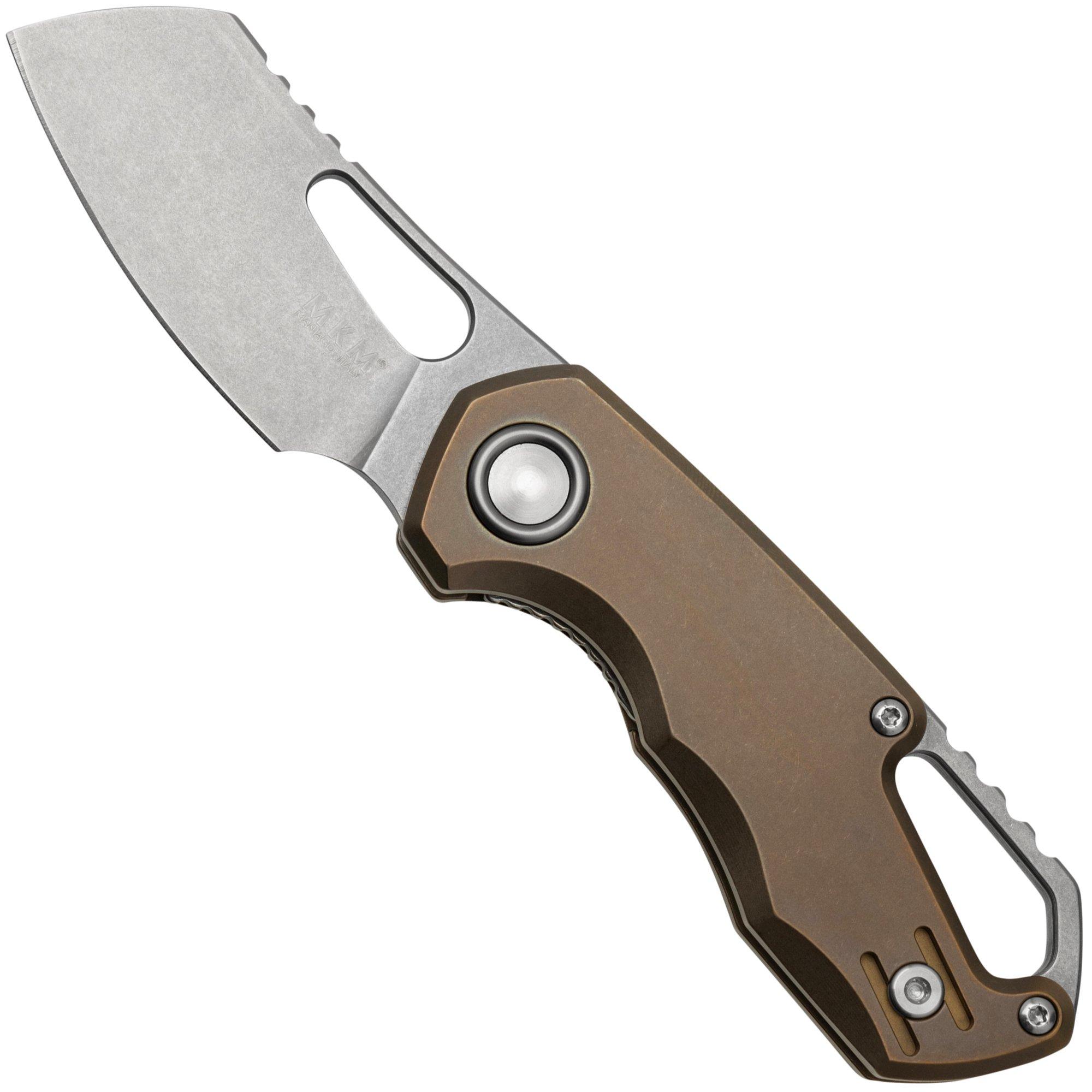 MKM Isonzo FX03M-2TBR, Cleaver Stonewashed Böhler M390 Bronze Titanium, Taschenmesser