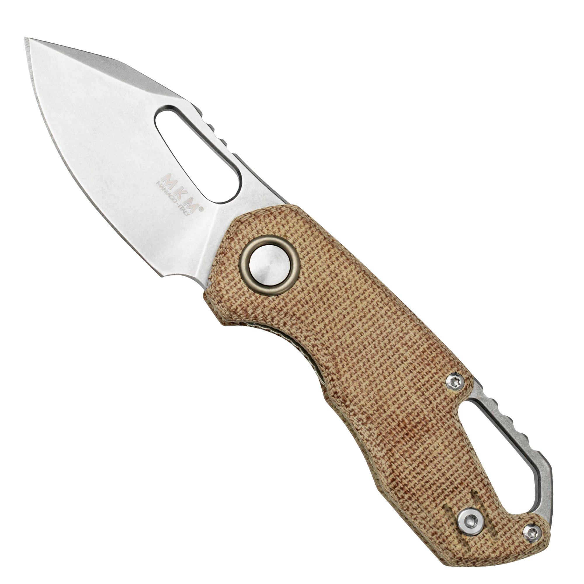 MKM Isonzo FX03M-3NC Clippoint M390, Natural Canvas Micarta pocket