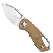 MKM Isonzo FX03M-3NC Clippoint M390, Natural Canvas Micarta coltello da tasca, Jesper Voxnaes design